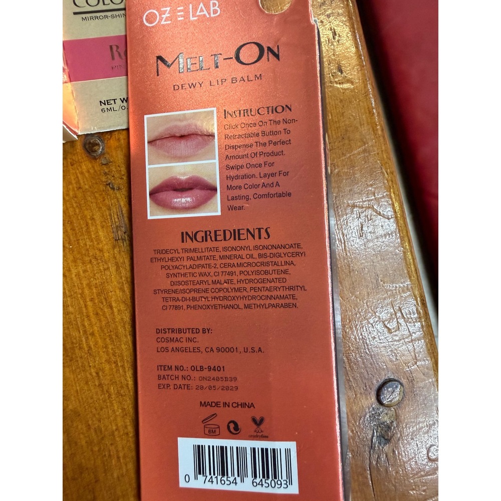 OZ LAB Melt-On Dewy Lip Balm Glossy Finish Buildable Color Waterproof 4 Shades - Picture 7 of 7